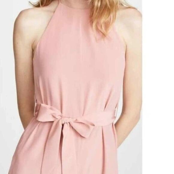 TIBI Women's Light Pink 100% Silk Ruffle Sleeveless Wide Leg Jumpsuit Size 0 - Picture 4 of 13